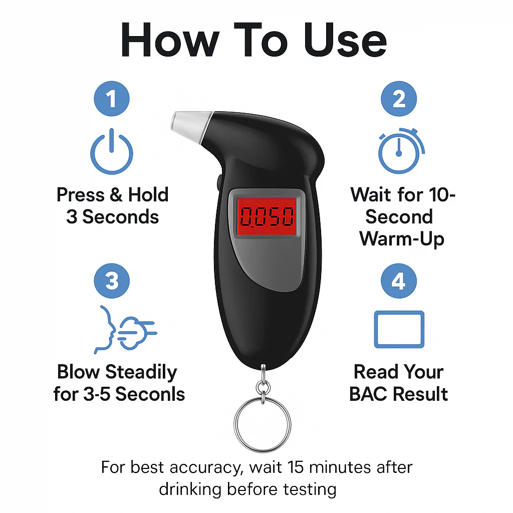 Portable Keychain Alcohol Breathalyser