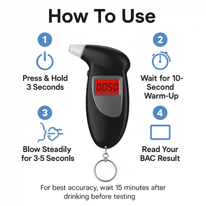Portable Keychain Alcohol Breathalyser
